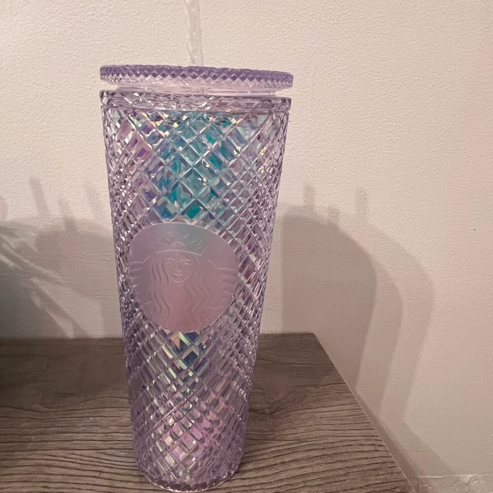 Light pink/clear iridescent Starbucks tumbler